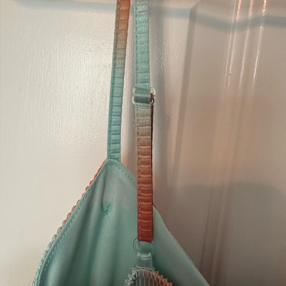 NWTS No Boundaries Pleated Mini Dress Rust & Blue Ombré sz XL - Picture 5 of 9